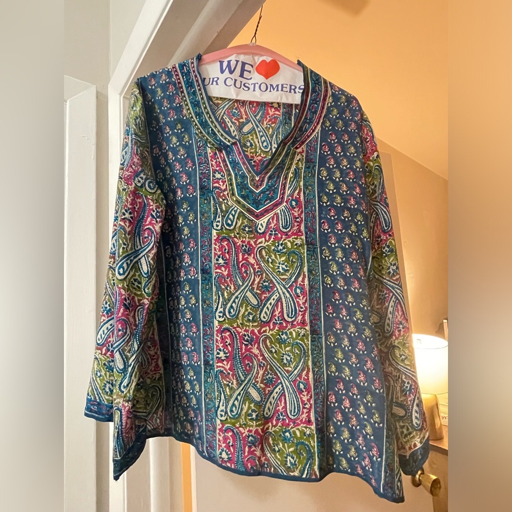 Tolani Scarf Print Long Sleeve Blouse